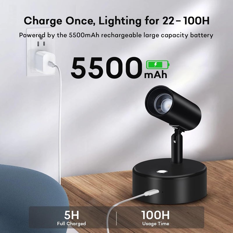 Lightess RGBW Spot Lights Indoor 5500mAh Rechargeable Uplighting with Remote, 13 Color Changing LED Wireless Spotlight Indoor, Dimmable Battery Operated Spotlight for Plant Picture Party Decor, 2 Pack - Image 3